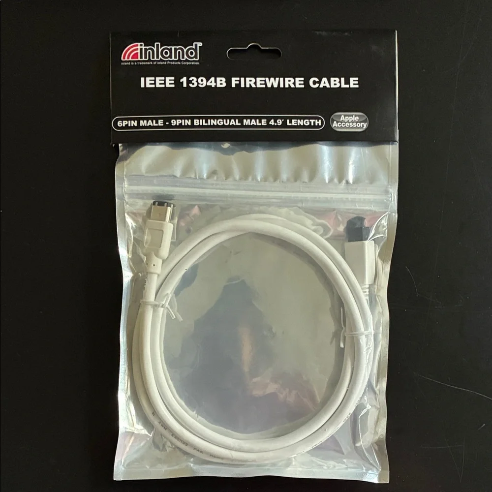 White IEEE 1394B Firewire Cable
